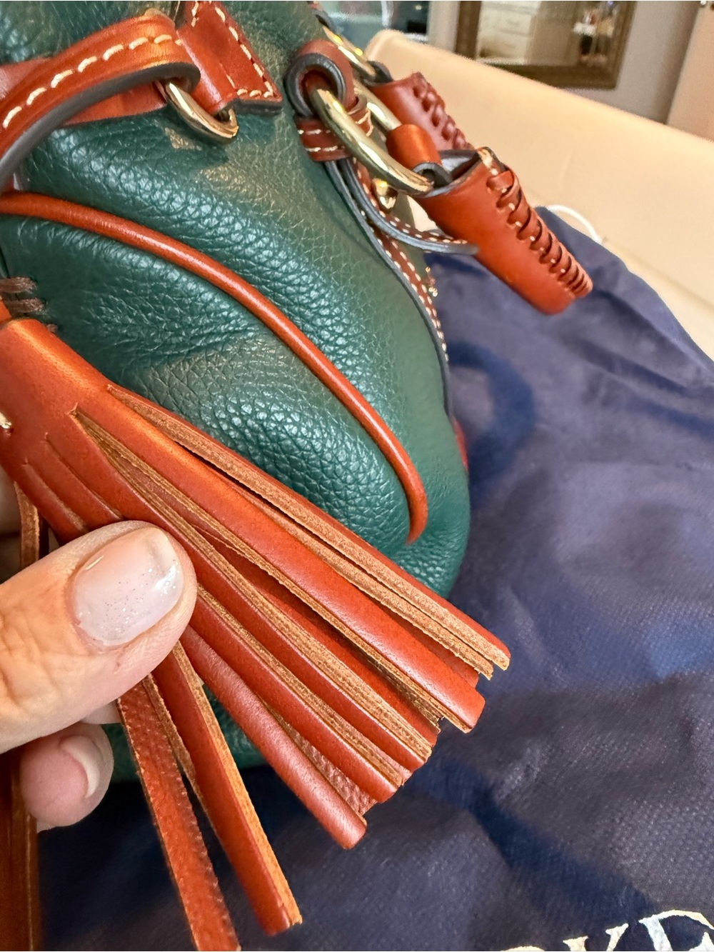 Dooney and Bourke Ivy Green Pebbled leather satchel - Picture 6 of 10